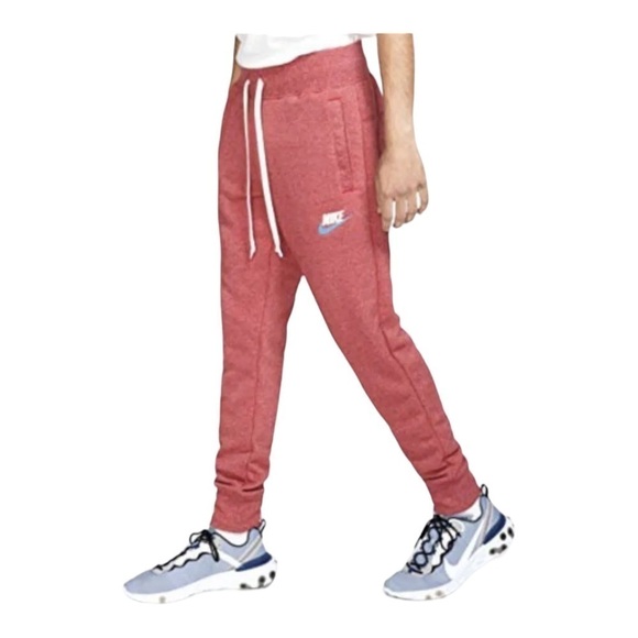 Nike NSW Red Heather Heritage Jogger Pants - Picture 1 of 9